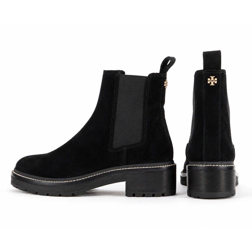 Tory Burch Black Suede Chelsea Boots Womens 9.5 Ankle Boot Leather